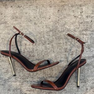 Chic Brown Ankle Strap Heels